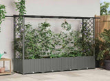 Raised Bed with Trellis and Roof Light Grey 203 x 40 x 136 cm 42032592