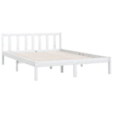 Bed Frame without Mattress White Solid Wood Double 810058