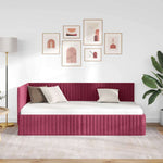 Corner Bed Frame with Headboard Wine red 90 x 190 cm Velvet 42016260