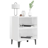 Bed Cabinets with Metal Legs 2 pcs High Gloss White 40x30x50 cm 805810