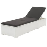 Sun Lounger with Black Cushion Poly Rattan White 317107