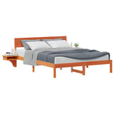 Bed Frame with Headboard Wax Brown 160 x 200 cm Solid Pine Wood 873441