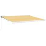 Retractable Awning Yellow and White 4x3 m Fabric and Aluminium 3154533