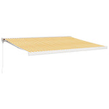 Retractable Awning Yellow and White 4x3 m Fabric and Aluminium 3154533