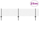 Chainlink Fence with Post 25 x 0.6 m PVC-Coated Steel Grey Mesh 3336274