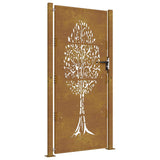 Garden Gate 100x200 cm Corten Steel Tree Design 153165