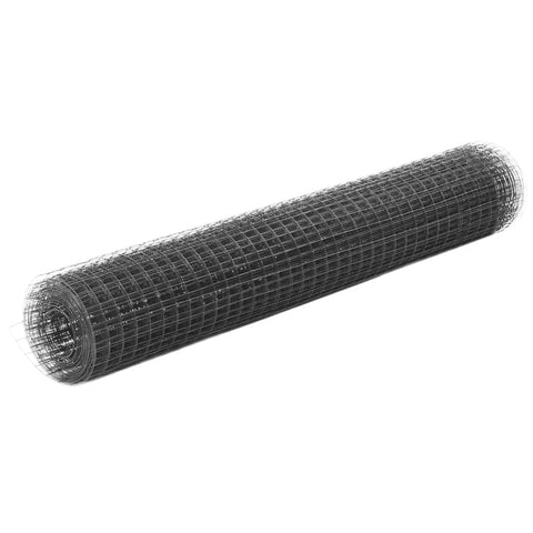 ZNTS Chicken Wire Fence Steel with PVC Coating 25x1 m Grey 143641