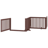 Dog Gate with Door Foldable 4 Panels Brown 320 cm Poplar Wood 352265