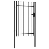 Fence Gate Single Door with Spike Top Steel 1x1.5 m Black 146034