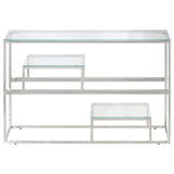 Console Table Silver Stainless Steel and Tempered Glass 350001