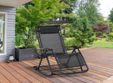 Garden Rocking Chair Folding Recliner Outdoor Adjustable Sun Lounger Rocker Zero-Gravity Seat with T3398P318849