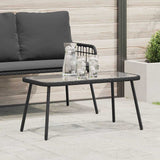Coffee Table Black 90 x 45 x 43 cm Poly Rattan and glass 4108267