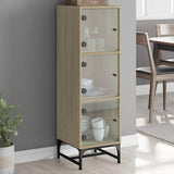 Highboard with Glass Doors Sonoma Oak 35x37x120 cm 836562