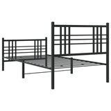 Metal Bed Frame without Mattress with Footboard Black 107x203cm 376338