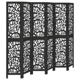 Room Divider 6 Panels Black Solid Wood Paulownia 358763