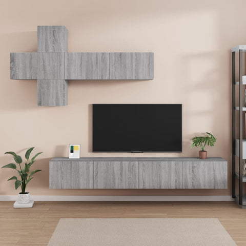 ZNTS 7 Piece TV Cabinet Set Grey Sonoma Engineered Wood 3114524