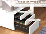 3-Drawer Vertical Filing Cabinet with Pencil Tray, Lock and 5 Wheels, Steel Mobile File Cabinet, for T3398P343092