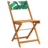 3 Piece Bistro Set Leaf Pattern Fabric and Solid Wood 3281848