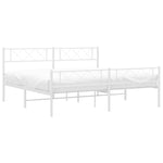 ZNTS Metal Bed Frame without Mattress with Footboard White 193x203cm 372350