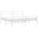 ZNTS Metal Bed Frame without Mattress with Footboard White 193x203cm 372350