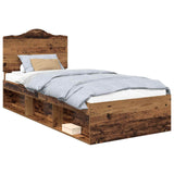 Bed Frame with Headboard Old Wood 100 x 200 cm Solid Pine Wood 3413351