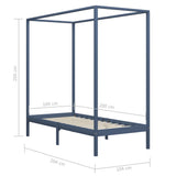 Bed Frame Grey Solid pine wood and plywood slats Single Durable 283275