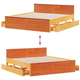 Bed Frame without Mattress with Headboard Wax Brown 180x200 cm Super King Solid Wood Pine 3308758