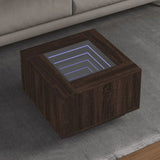 Coffee Table with LED Brown Oak 60x60x40 cm Engineered Wood 847573
