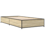 ZNTS Bed Frame Sonoma Oak 90x190 cm Single Engineered Wood and Metal 845117