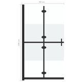 Foldable Walk-in Shower Wall Half Frosted ESG Glass 90x190 cm 151188