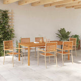 Garden Dining Set 7 pcs Beige Solid Acacia Wood 3365525