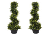 90cm/3FT Artificial Trees, Spiral Topiary Trees w/ Pot Set Of 2, Fake Indoor Greenery Plant Home T3398P329871