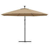 Cantilever Garden Parasol with LED Lights and Metal Pole 350 cm Taupe 44526