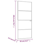 Interior Door White 83x201.5 cm Tempered Glass&Aluminium Slim 153667