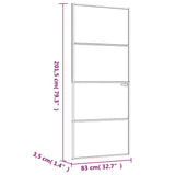 Interior Door White 83x201.5 cm Tempered Glass&Aluminium Slim 153667