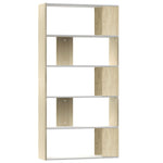 Book Cabinet/Room Divider White and Sonoma Oak 80x24x159 cm Engineered Wood 800104