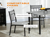 Five-Piece Marble Effect Dining Table Set - Grey/Black T3398P341236