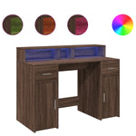 Desk with LED Lights Brown Oak 120x55x91 cm Engineered Wood 3309417