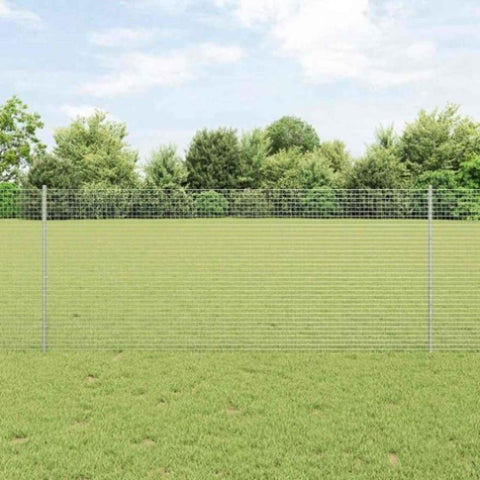 Fence with Posts Silver 1 x 10 m Steel 3336328