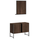 ZNTS 2 Piece Bathroom Cabinet Set Brown Oak Engineered Wood 3214343