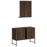 2 Piece Bathroom Cabinet Set Brown Oak Engineered Wood 3214343