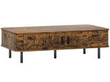 Coffee Table with Storage, Living Room Table with Slatted Tambour Sliding Doors and Foot Pads, T3398P377893