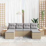 Garden Sofa Set 6 pcs Beige and Light Grey Poly Rattan 3356810