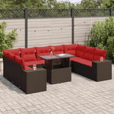 15 Piece Garden Sofa Set with Cushions Brown Poly Rattan Acacia 3326865