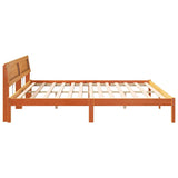 Bed Frame with Headboard Wax Brown 200 x 200 cm Solid Pine Wood 3385747