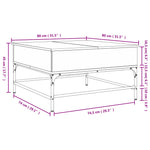 ZNTS Coffee Table Smoked Oak 80x80x45 cm Engineered Wood and Metal 845403