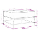 ZNTS Coffee Table Smoked Oak 80x80x45 cm Engineered Wood and Metal 845403