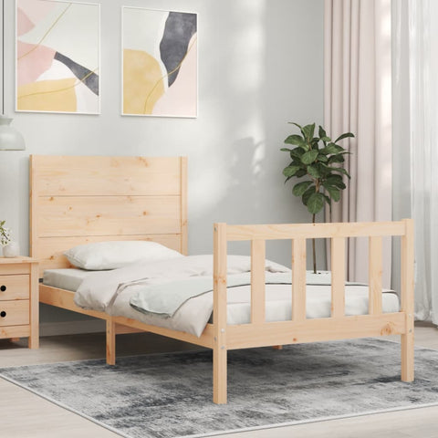 ZNTS Bed Frame without Mattress 90x200 cm Solid Wood Pine 3192736