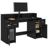 Desk with Drawer Black oak 140 x 55 x 91 cm Engineered wood 3365612