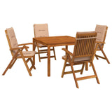 5-Piece Garden Dining Set 5 pcs Natural Solid Acacia Wood 3434616